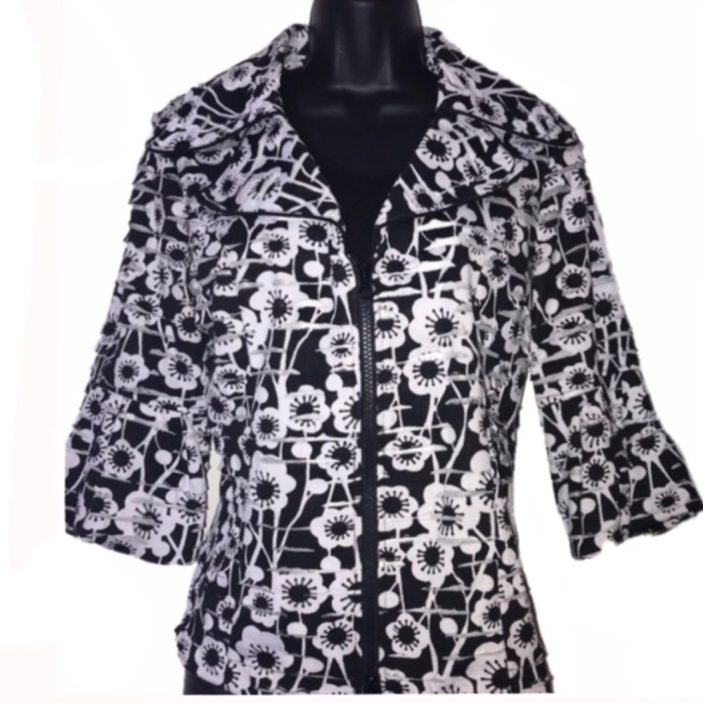 Clara S. Jacket Blazer, Black and White, Large